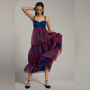 NWT Geisha Designs Tiered Organza Maxi Dress